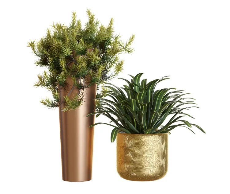 Mid century modern planter with gold