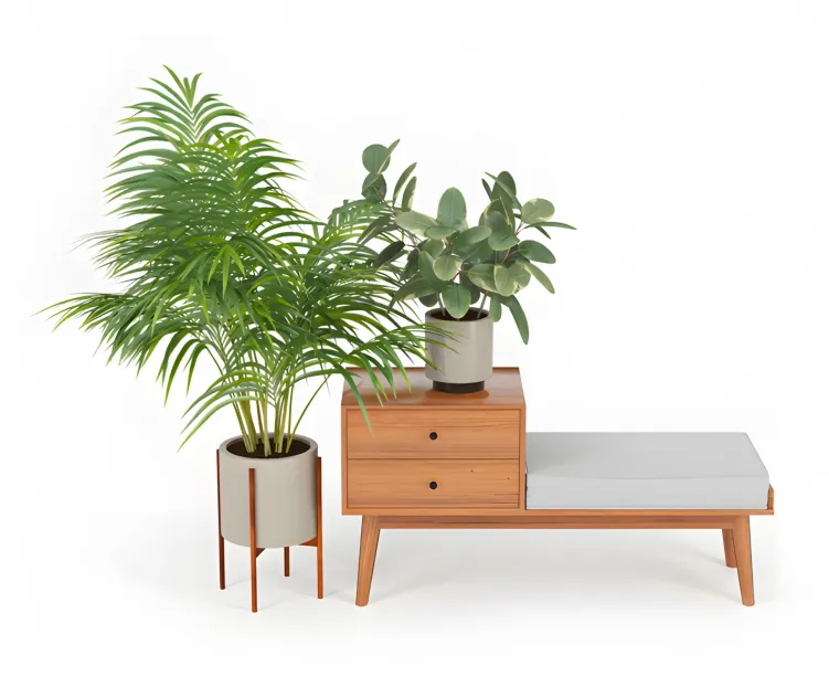 Mid century storage bench acorn