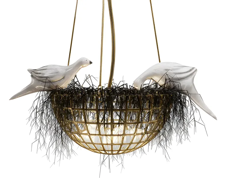 Bird nest pendant light