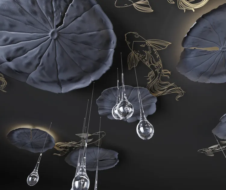 Ceiling decor water lily fish