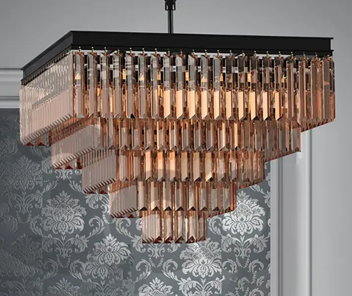 Chandelier rh odeon clear glass fringe chandelier square