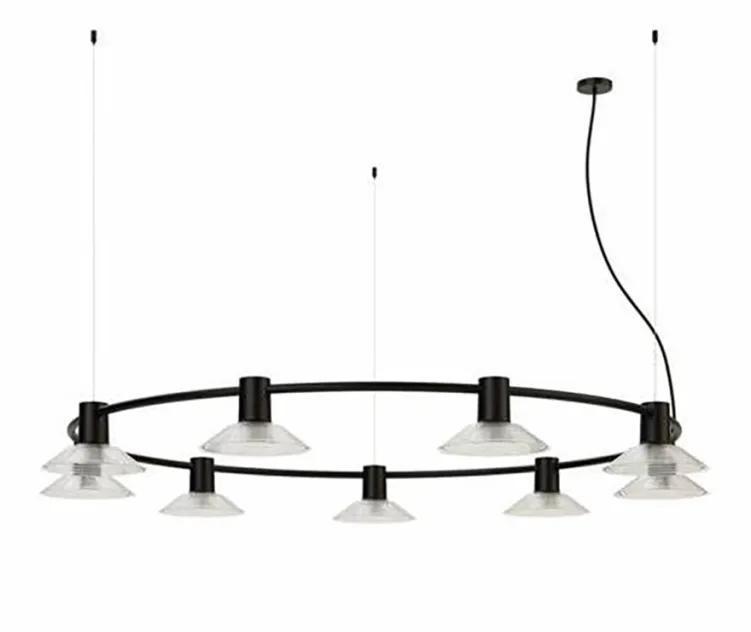 Compose rail circle pendant light large glass shade by zero