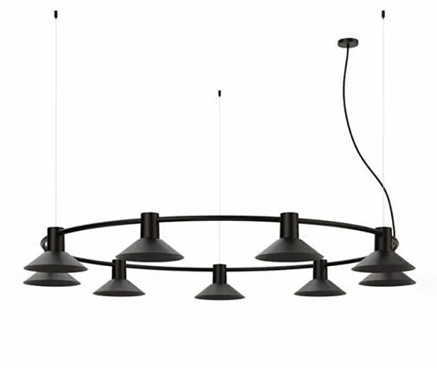 Compose rail circle pendant light large metal shade by zero