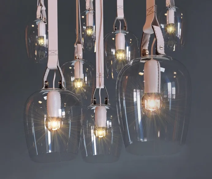 Fendi leather discarded pendant lights