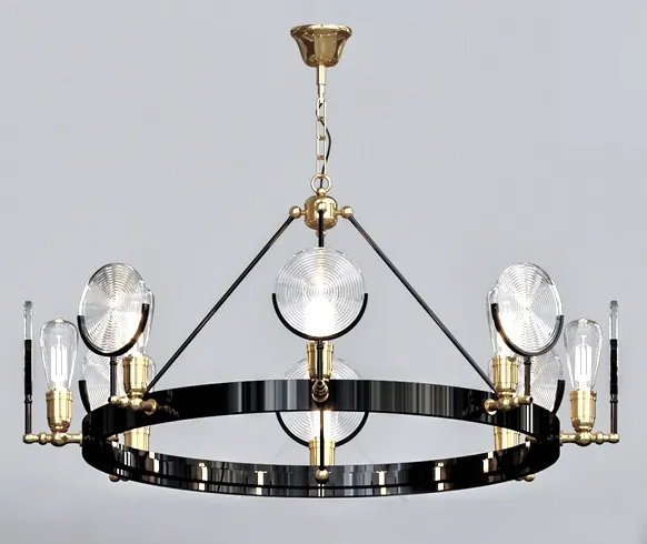 Gaslight lens chandelier