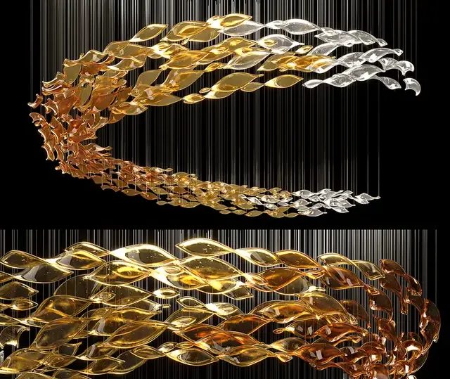 Glass waves chandelier