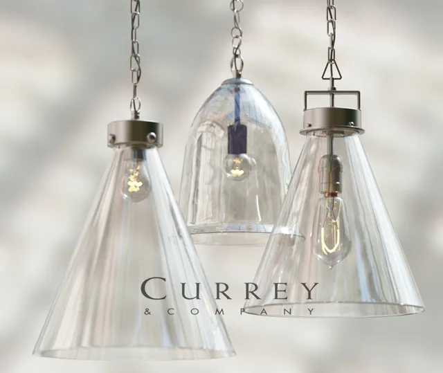 Kitchen glass pendant set by currey