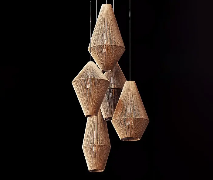 Lamp wood rattan wicker 2