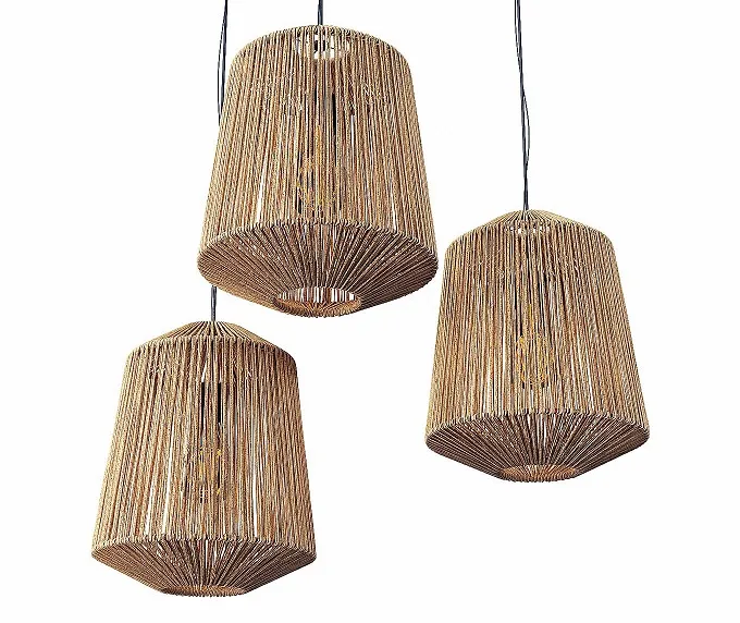 Lamp wood rotang wicker barrel