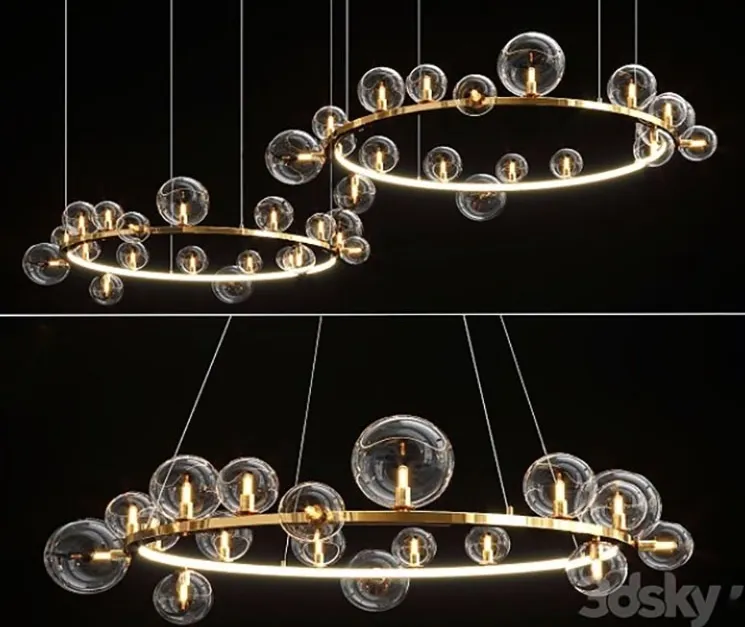 Led postmodern iron glass bubble round gold black silver pendant lights