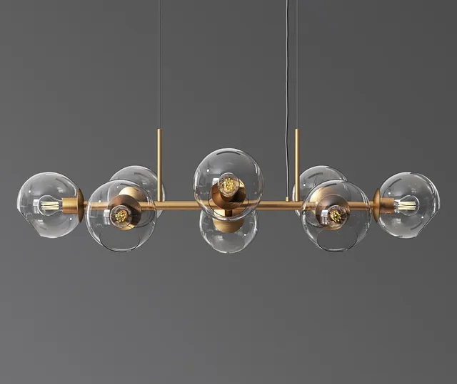 Light staggered glass chandelier