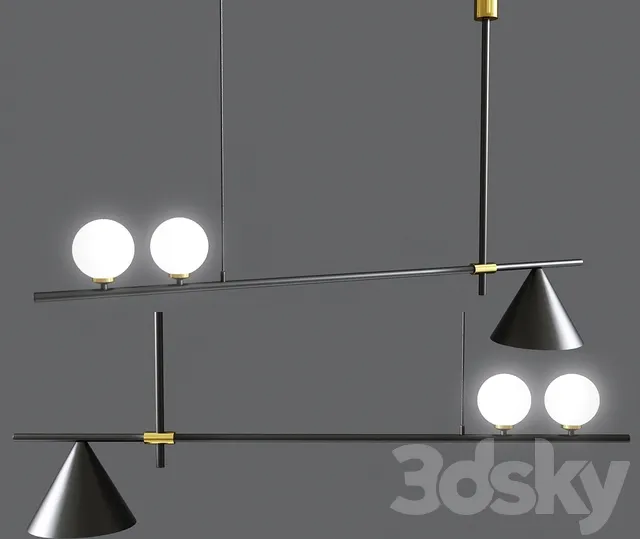 Mid century modern light chandelier with cone