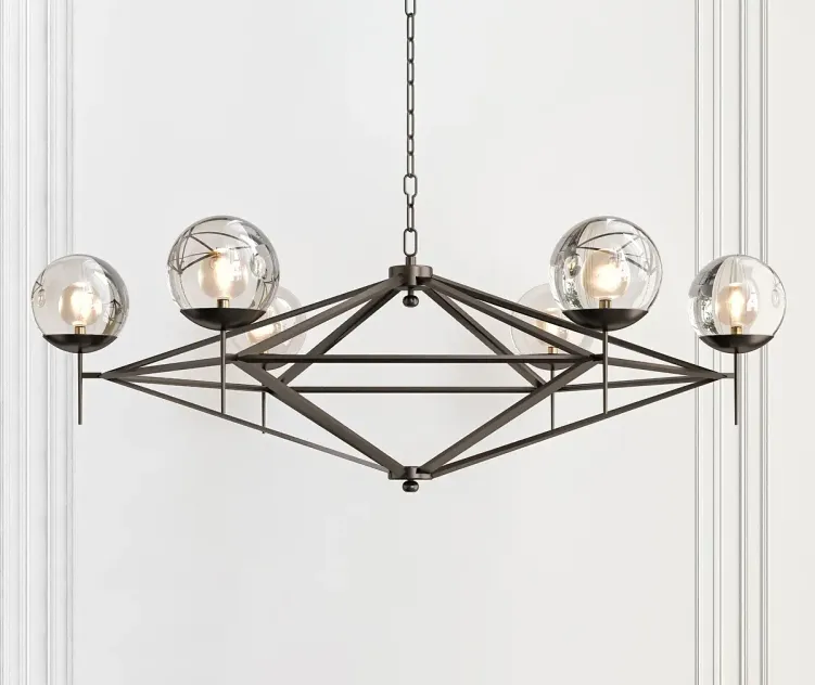 Modern pyramid glass globes chandelier