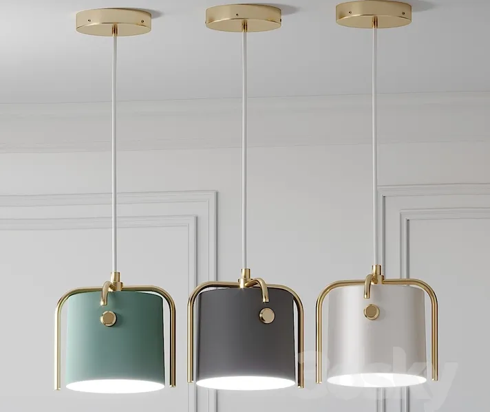 Nordic drum shade pendant lamp gray