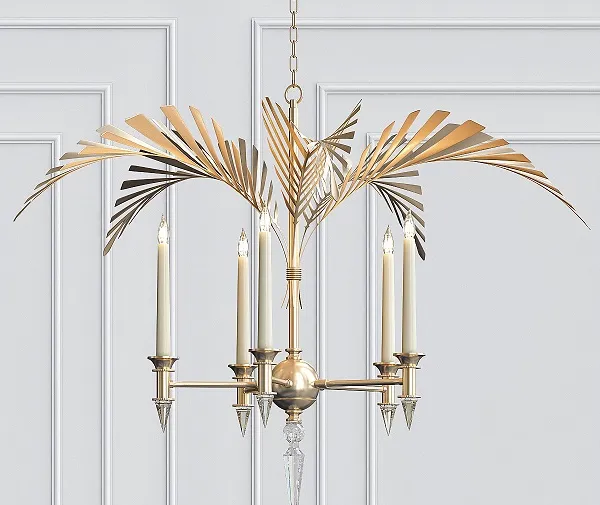 Palm frond light chandelier