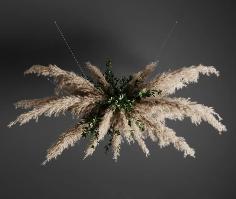 Pampas grass chandelier