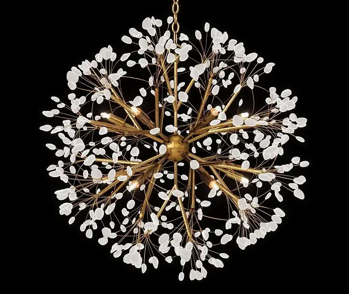 Spherical twelve light quartz chandelier