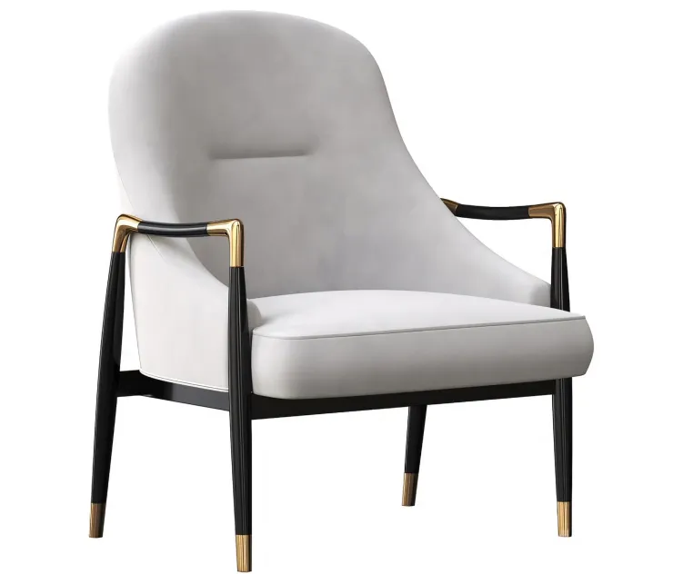 Modern brass accented walnut lounge chairs