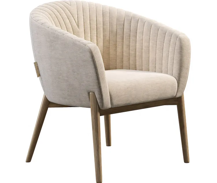 Upholstered armchair with channeled back