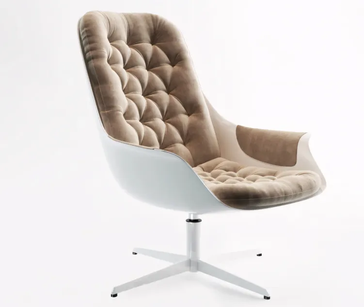 Armchair sits blackbird