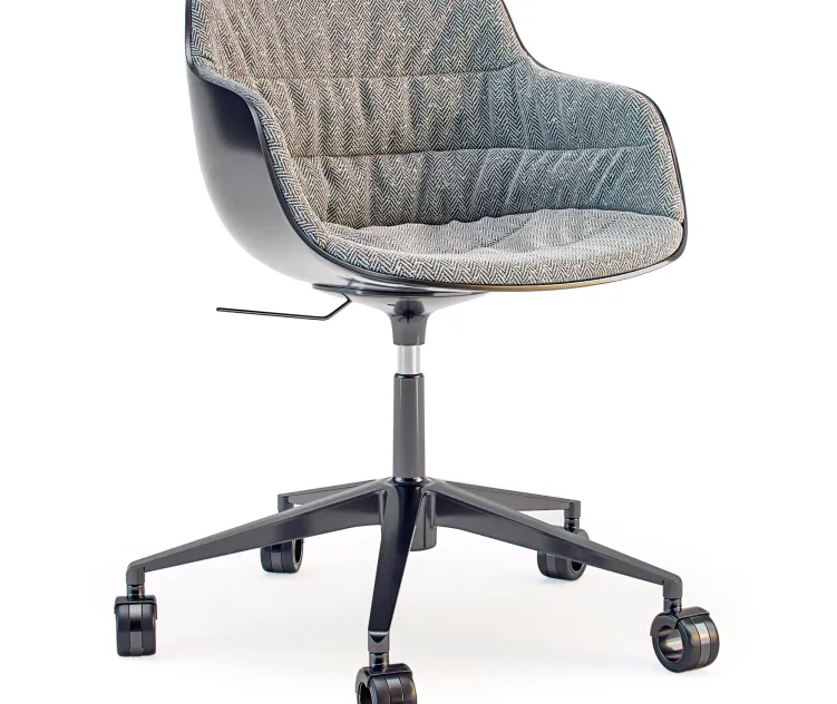 Mdf italia chair flow slim padded point star base on castors