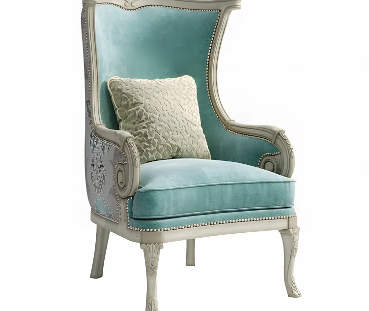 Massoud silver damask chair