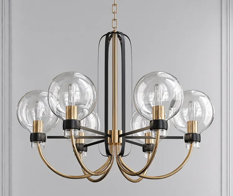 Bauhaus Bronze Satin Brass Light Chandelier