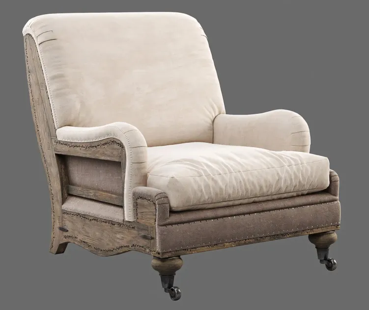 RH Deconstructed English Roll Armchair