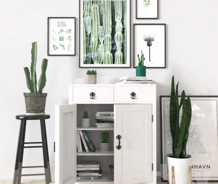 Green white with plants