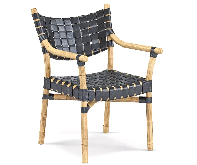 Canyon Leather And Rattan Chair