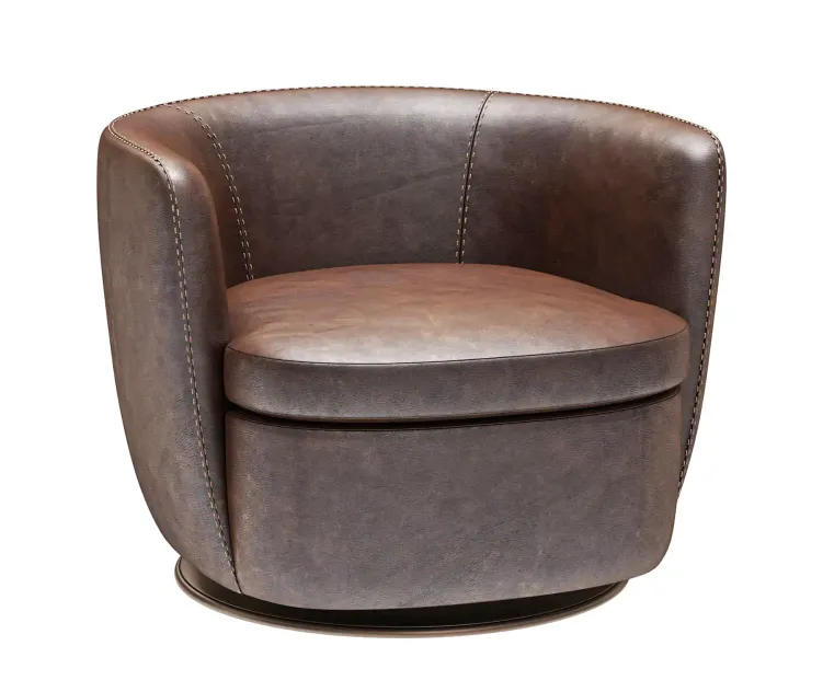 Restoration Hardware Klein Leather Swivel Chair