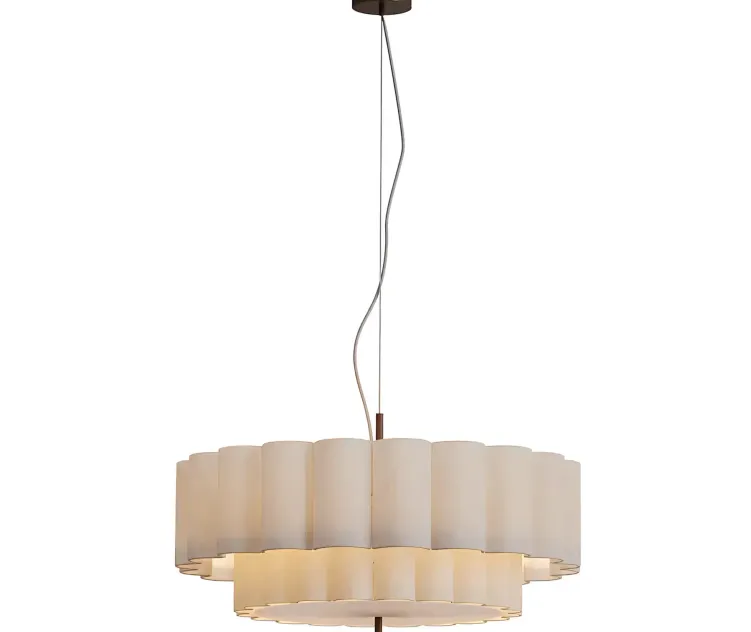 Folia large scalloped natural linen pendant