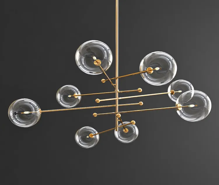 Glass Globe Mobile Arm Chandelier Gold