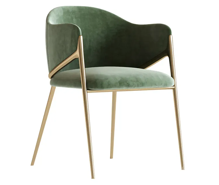 Metal Solid Back Arm Dining Chair Glam Chair for Dining Room