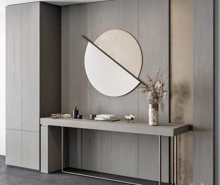 Hallway Gray Wood Gold Entrance