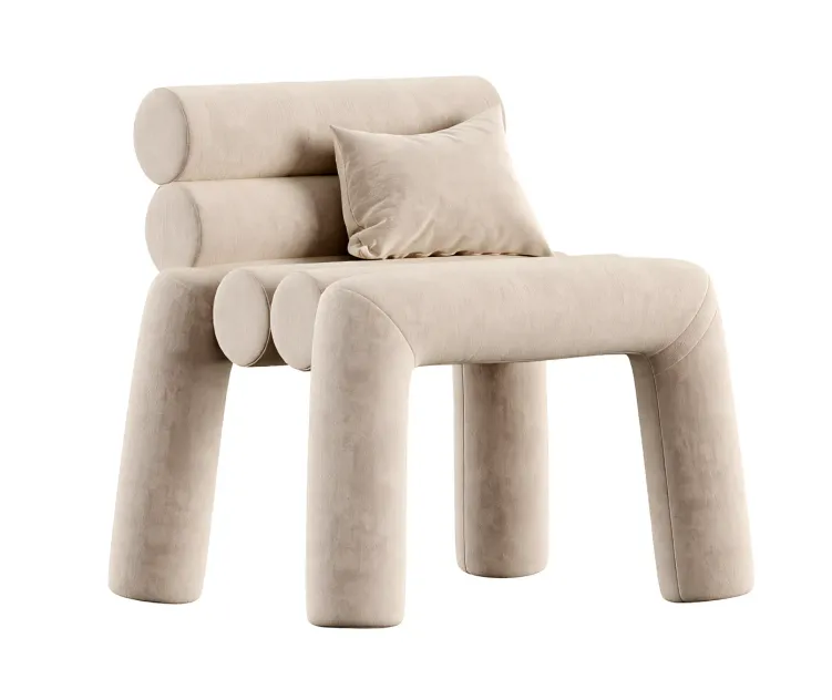Beige Velvet Accent Chair