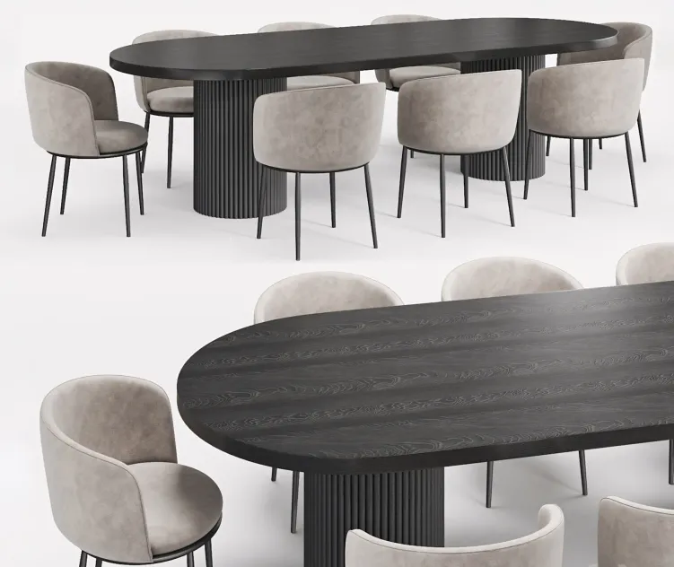 Globewest Benjamin Ripple Table And Filmore Dining Chair Eichholtz