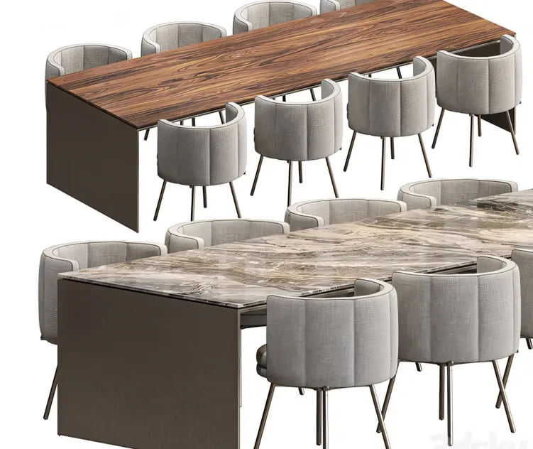 Linha Table And Torii Dining Armchair Minotti