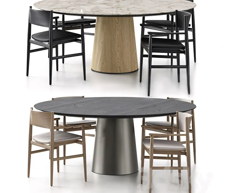 Neve Chair with Handles Materic Table by Porro