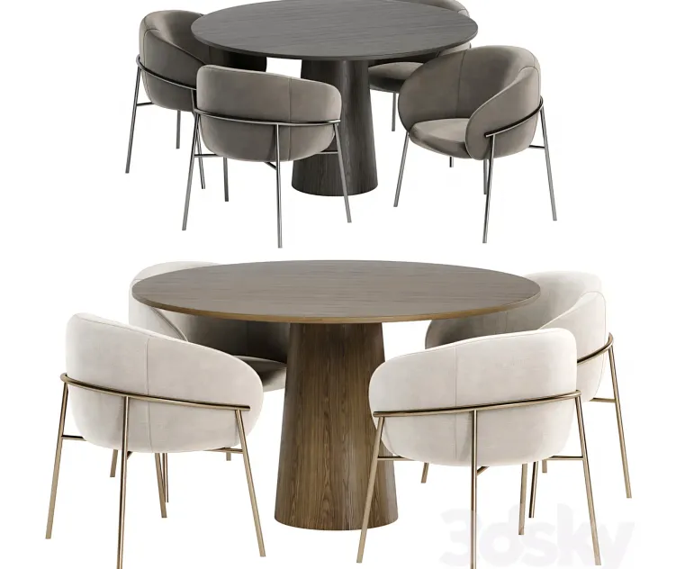 Rimo Dinning Chair with Pedestal Table