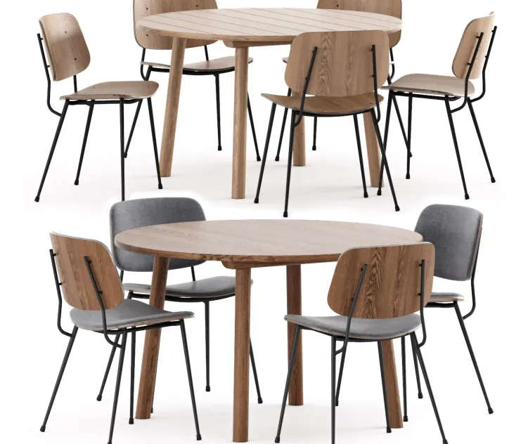 Soborg Steel Base Taro Table by Fredericia