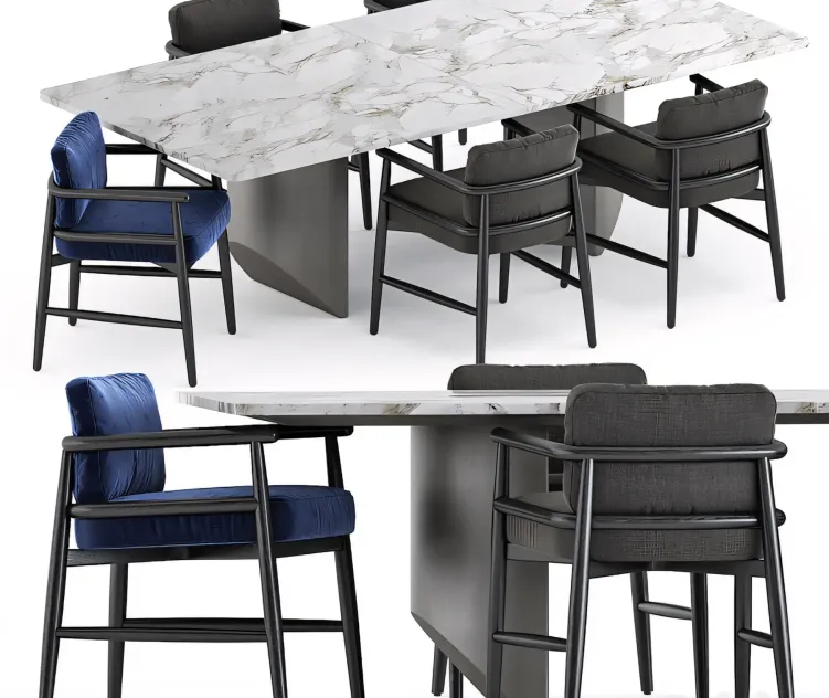 Teresina Chair by Meridiani Wedge Table by Minotti