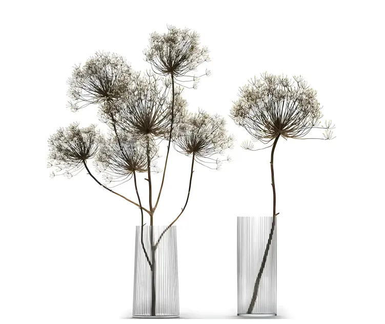 Bouquet of dried flowers in a glass vase