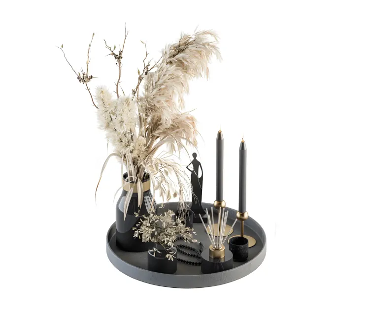 Decorative set with bouquetin tray set
