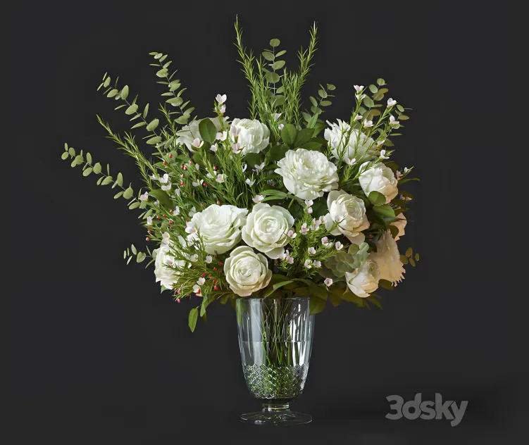 Flower set white rose wax flower 2