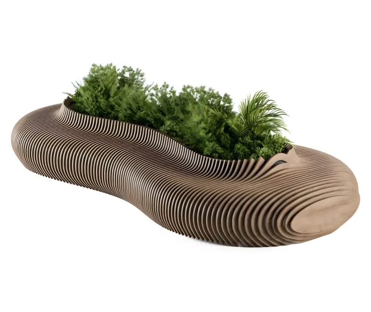 Urban furniture parametric bench with plants