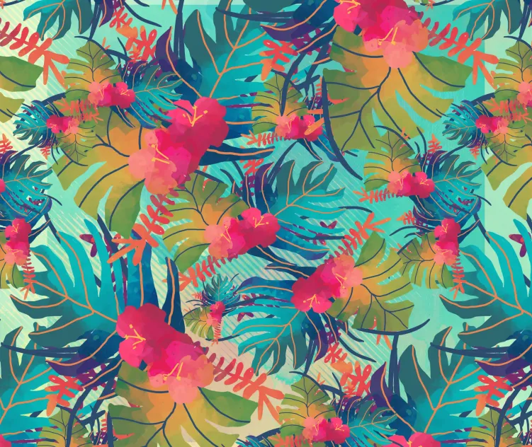 Colored Watercolor Leaves Tropical