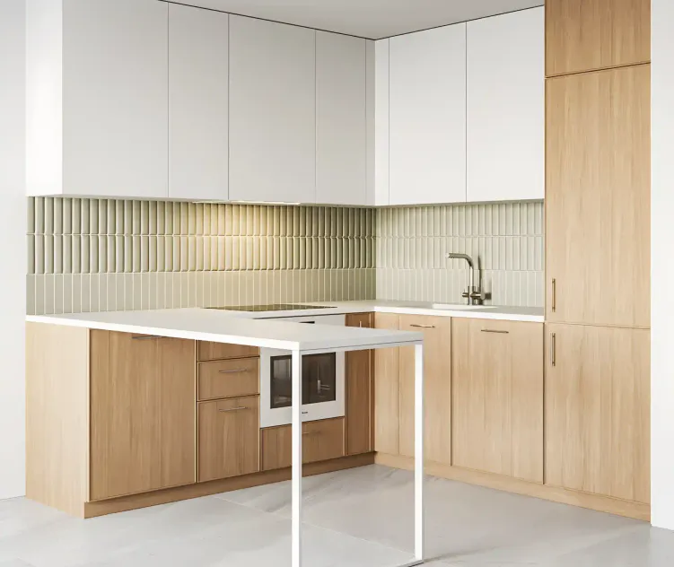 Kitchen ikea ekestad with tile zero biscuit