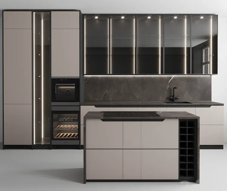 Kitchen no with appliances an island