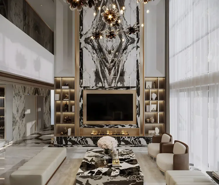 Living room kitchen interior by tuan an